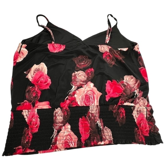 NWT WHBM Floral Red Black Jersey Knit Camisole Button Detail Size M - Picture 9 of 16